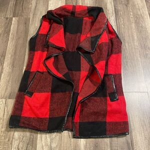Red and Black Plaid Vest